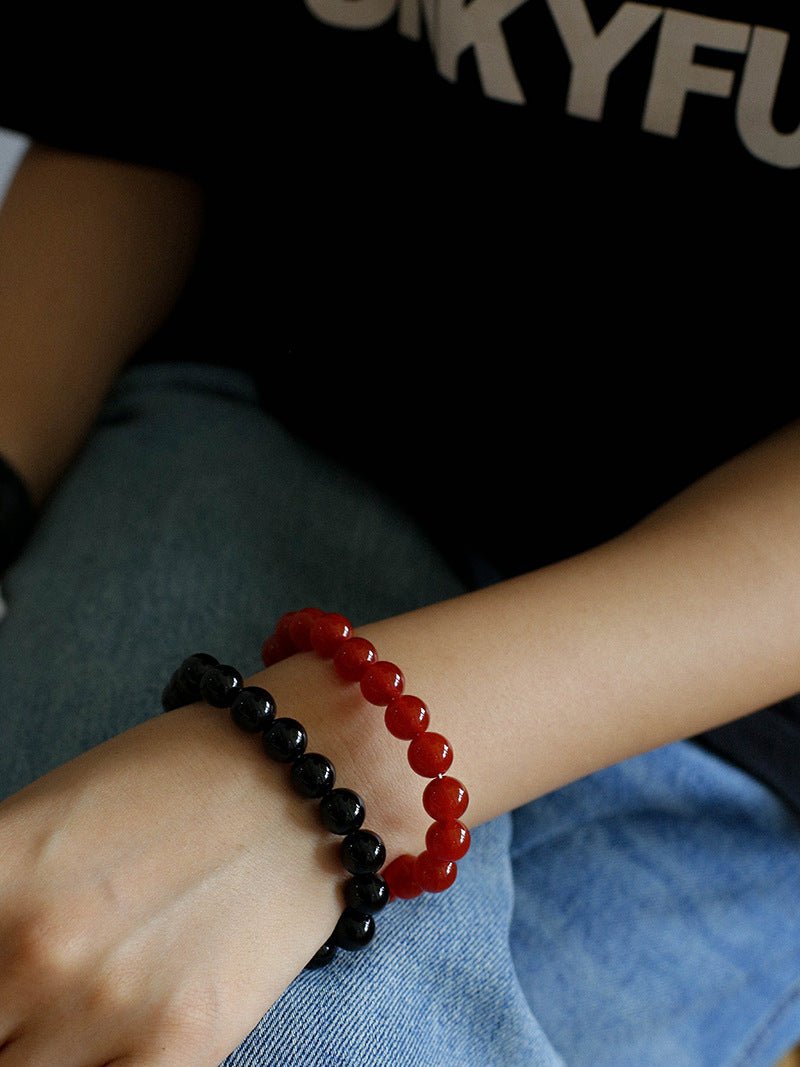 Black Onyx Red Onyx Yellow Jade 10mm Beaded Bracelet - floysun