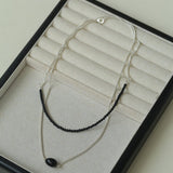 Black Onyx Splicing Chain Long Layering Necklace - floysun