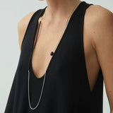 Black Onyx Splicing Chain Long Layering Necklace - floysun