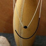 Black Onyx Splicing Chain Long Layering Necklace - floysun