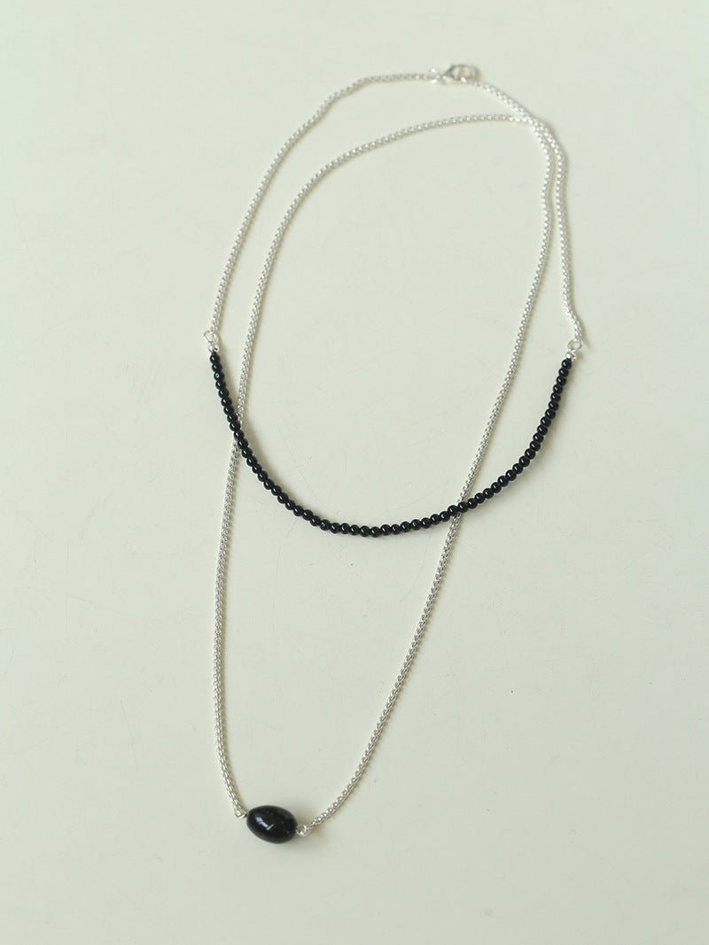 Black Onyx Splicing Chain Long Layering Necklace - floysun