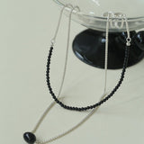 Black Onyx Splicing Chain Long Layering Necklace - floysun