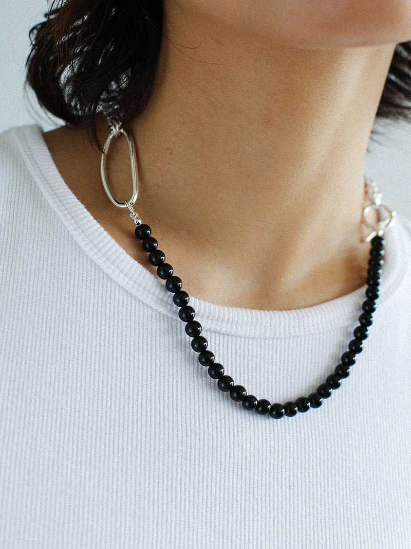 Black Onyx Splicing Multi - layer Chain Necklace - floysun