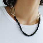 Black Onyx Splicing Multi - layer Chain Necklace - floysun