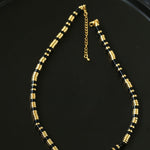 Black Onyx Tiger Eye Mother of Pearls Vintage Disc Beaded Necklace - floysun