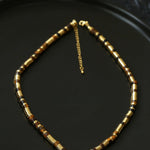 Black Onyx Tiger Eye Mother of Pearls Vintage Disc Beaded Necklace - floysun