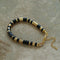 Black Onyx Tiger Eye Mother of Pearls Vintage Disc Bracelet - floysun