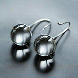 Black Onyx White Crystals Pearl Ear Hooks Drop Earrings - floysun