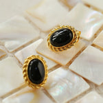 Black Onyx White Mother of Pearls Earrings - floysun