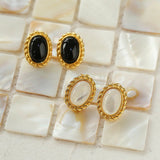 Black Onyx White Mother of Pearls Earrings - floysun