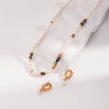 Black Sparkle Stone Pearl Bead Necklaces - floysun