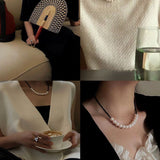 Black Spinel Smile Pearl Beaded Necklace - floysun