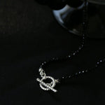 Black Spinel Smile Pearl Beaded Necklace - floysun
