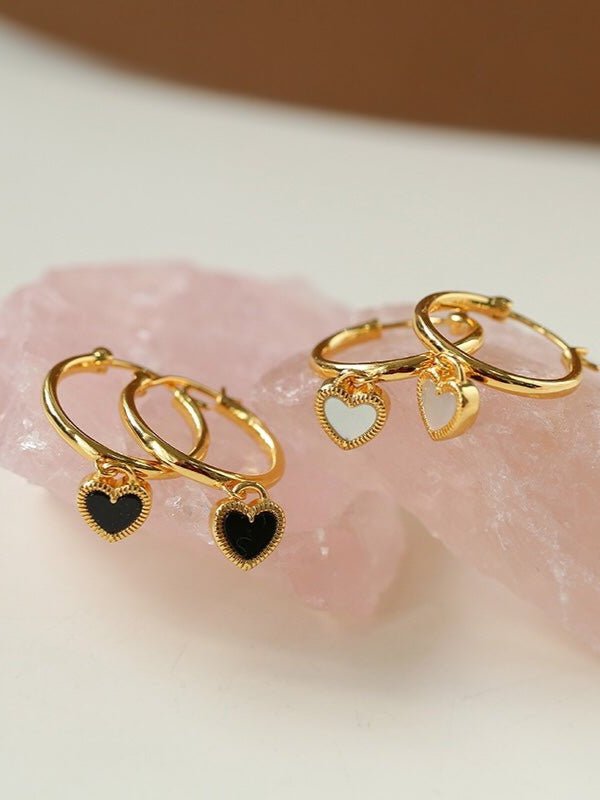 Black White Love Hoop Earrings - floysun