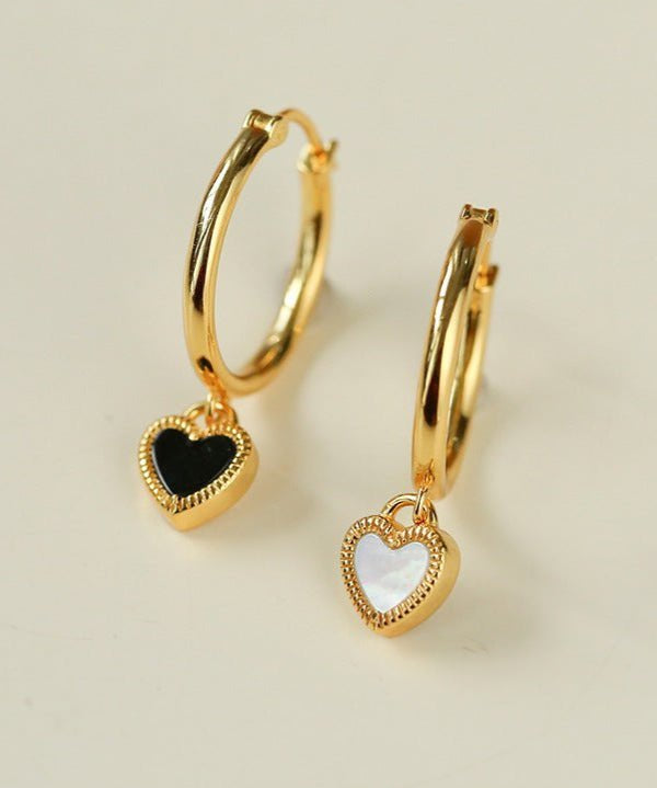 Black White Love Hoop Earrings - floysun