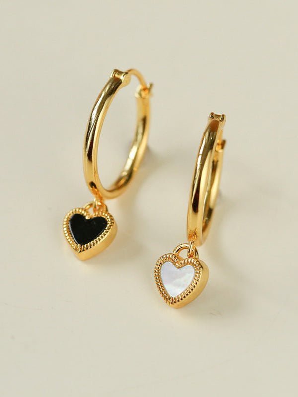 Black White Love Hoop Earrings - floysun