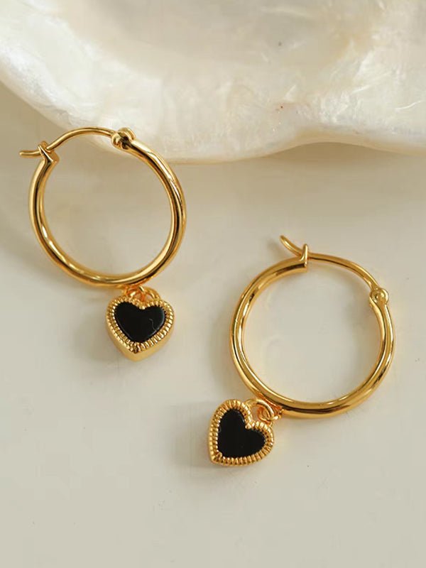 Black White Love Hoop Earrings - floysun