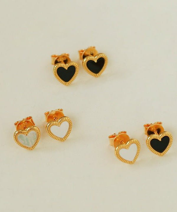 Black White Love Studs Earrings - floysun