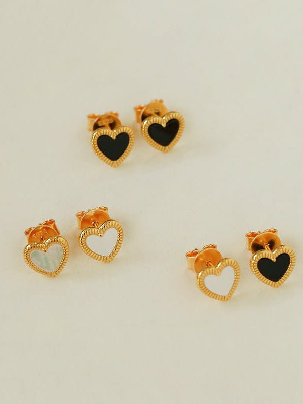 Black White Love Studs Earrings - floysun