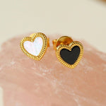 Black White Love Studs Earrings - floysun