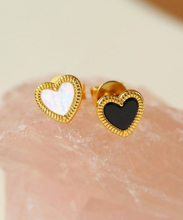 Black White Love Studs Earrings - floysun