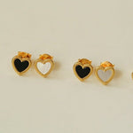 Black White Love Studs Earrings - floysun