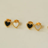 Black White Love Studs Earrings - floysun