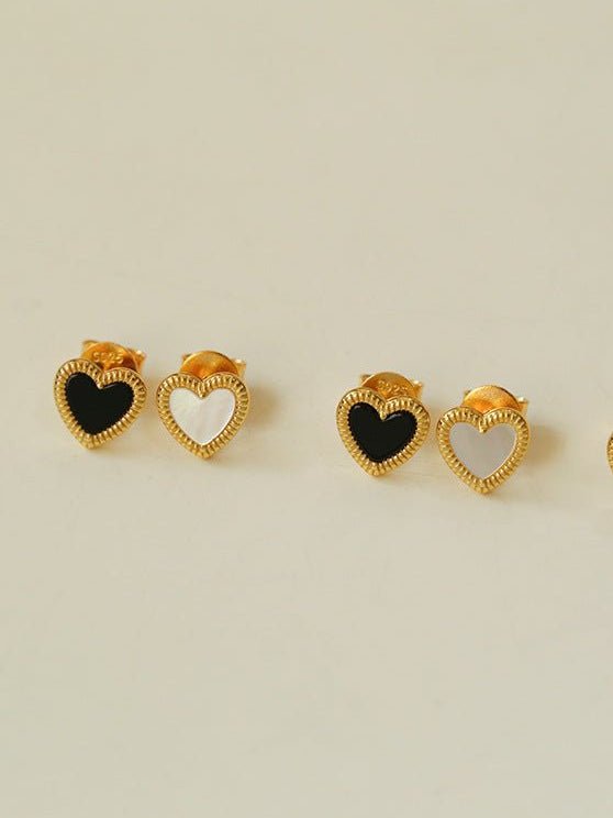 Black White Love Studs Earrings - floysun