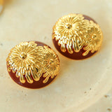 Blooming Elegance 3D Daisy Earrings Gold, Silver Red Enamel Variants - floysun