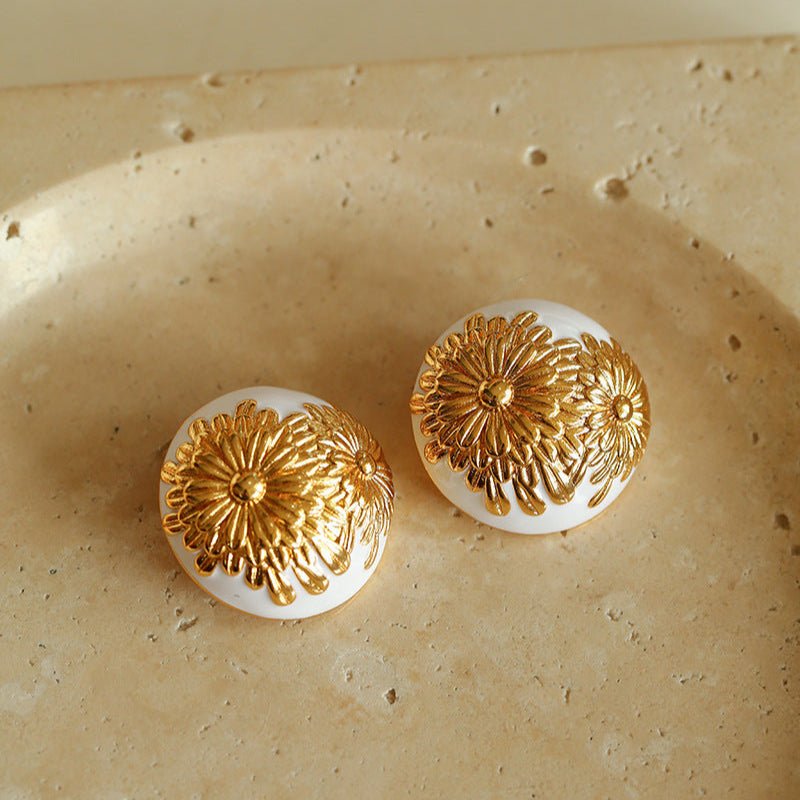 Blooming Elegance 3D Daisy Earrings Gold, Silver Red Enamel Variants - floysun