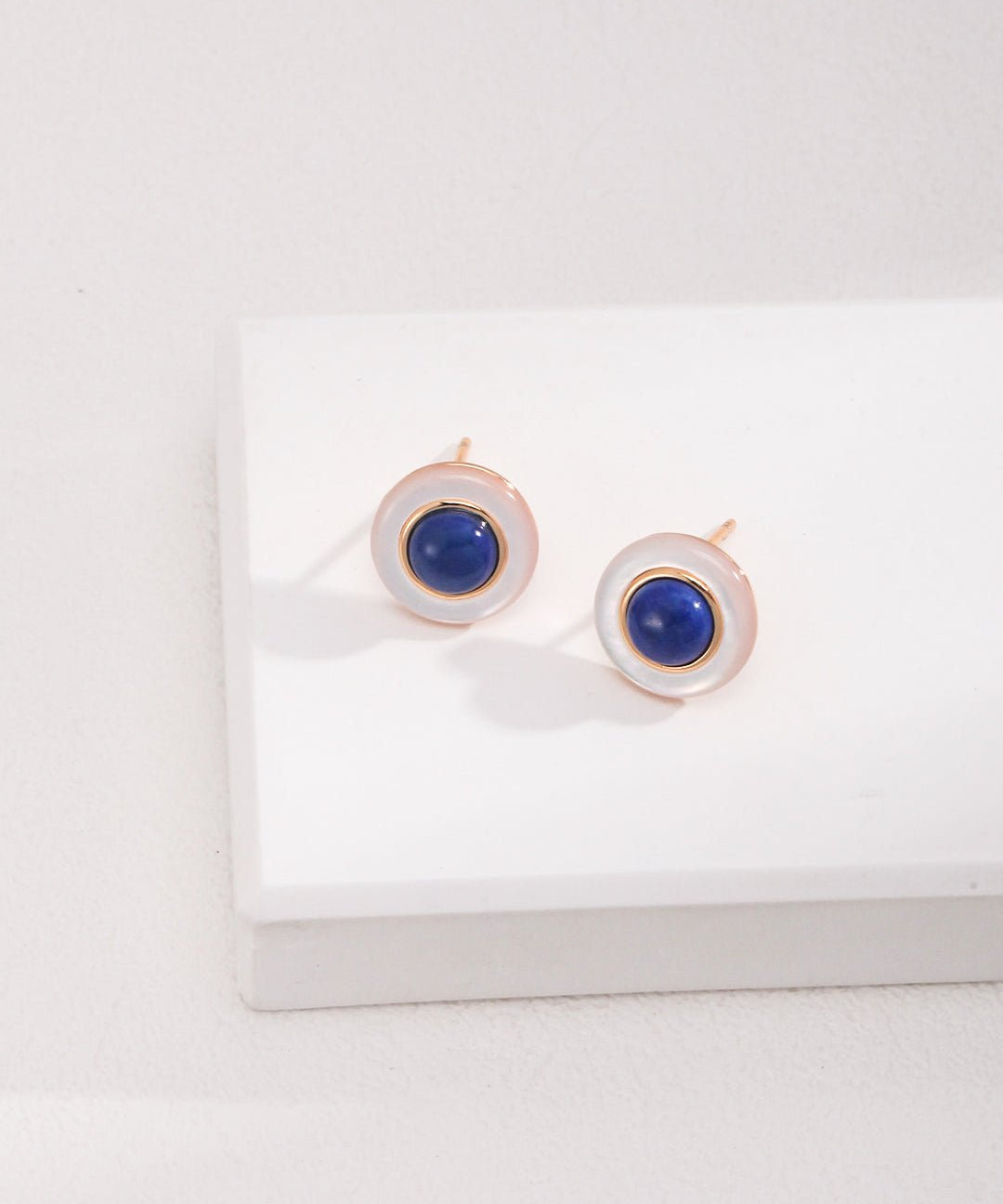 Blue and White Lapis Lazuli Earrings - floysun