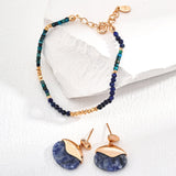 Blue Mood Vintage Oval Gemstone Drop Earrings - floysun