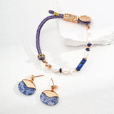 Blue Mood Vintage Oval Gemstone Drop Earrings - floysun