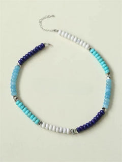 Blue Ocean Natural Stone Beaded Necklace - floysun