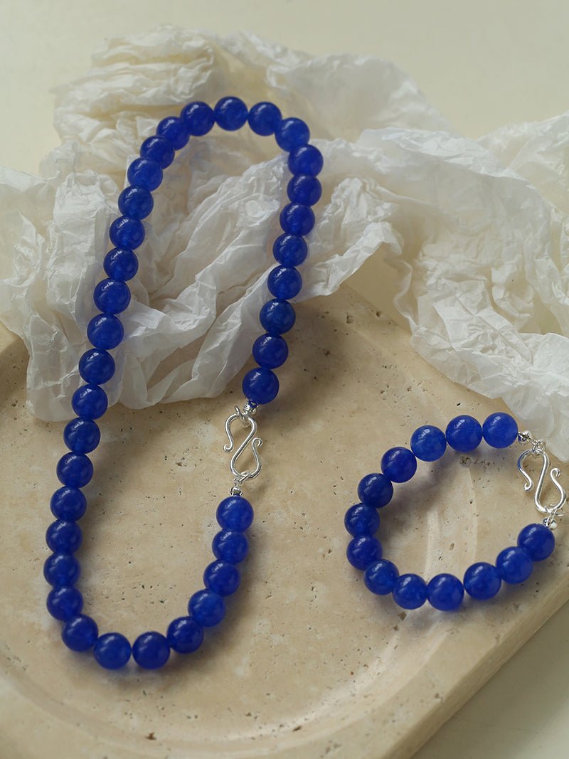 Blue Onyx Beaded Figure 8 Buckle Bracelet - floysun