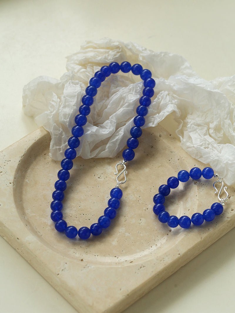 Blue Onyx Beaded Figure 8 Buckle Bracelet - floysun