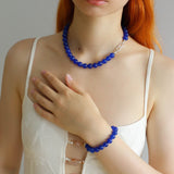 Blue Onyx Beaded Figure 8 Buckle Necklace - floysun