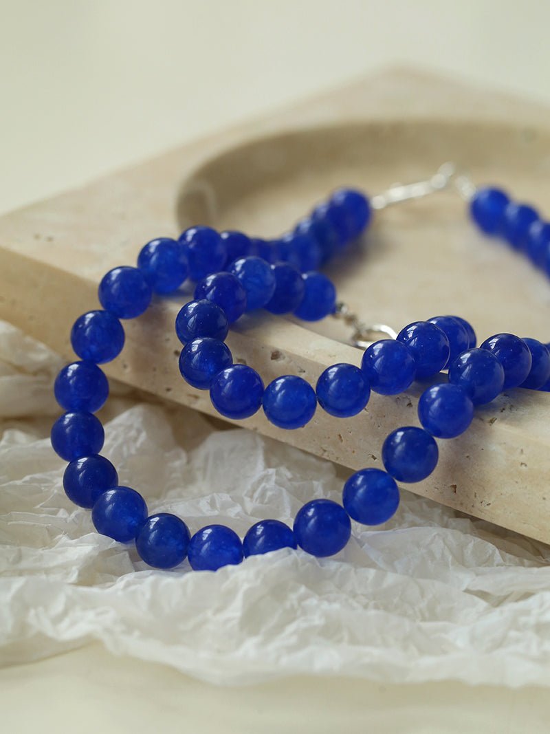 Blue Onyx Beaded Figure 8 Buckle Necklace - floysun