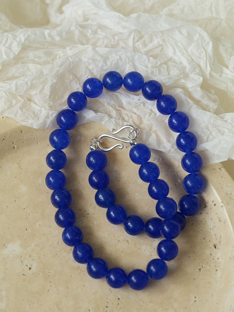 Blue Onyx Beaded Figure 8 Buckle Necklace - floysun