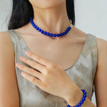 Blue Onyx Beaded Figure 8 Buckle Necklace - floysun