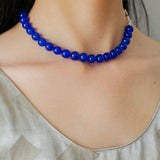 Blue Onyx Beaded Figure 8 Buckle Necklace - floysun