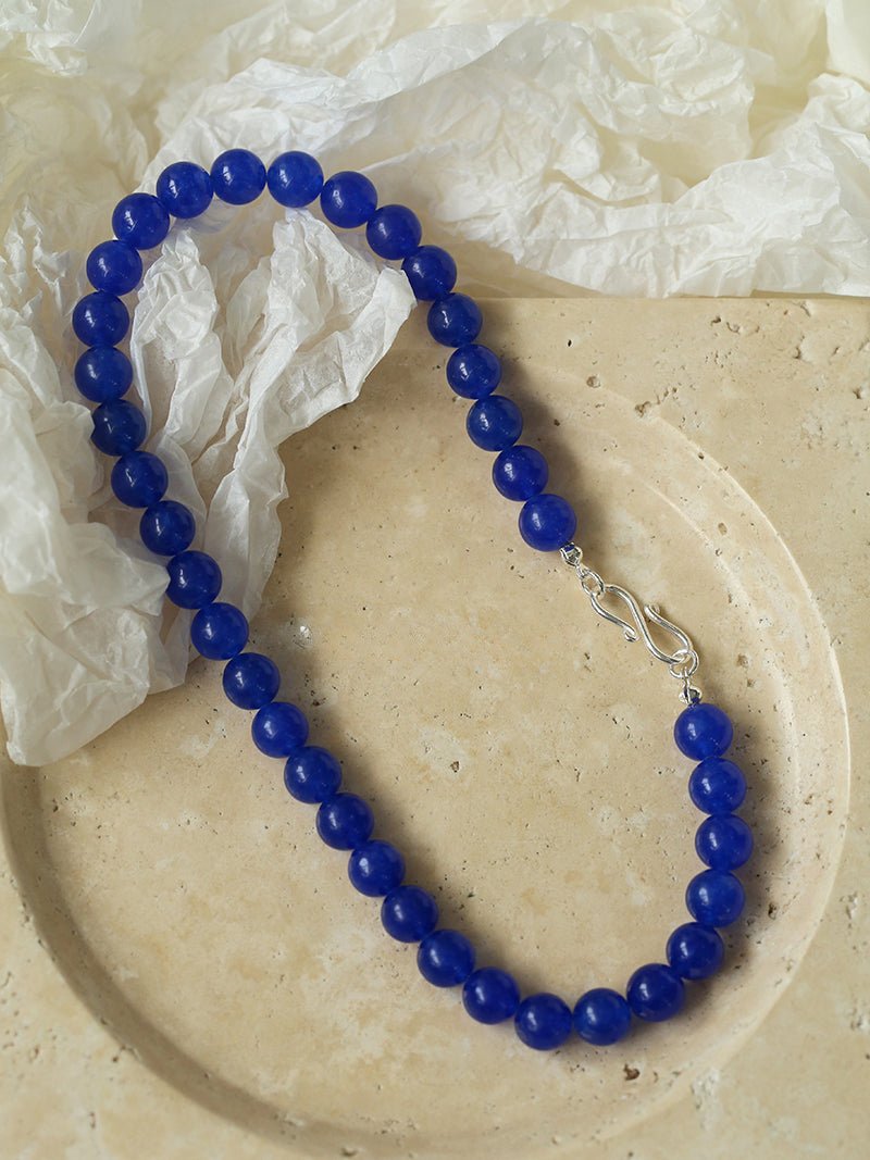 Blue Onyx Beaded Figure 8 Buckle Necklace - floysun