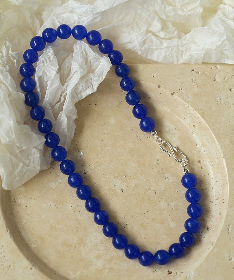 Blue Onyx Beaded Figure 8 Buckle Necklace - floysun