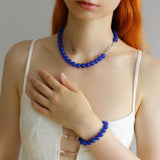 Blue Onyx Beaded Figure 8 Buckle Necklace - floysun