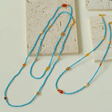 Blue Turquoise Red Onyx Multi - element Beaded Necklace - floysun