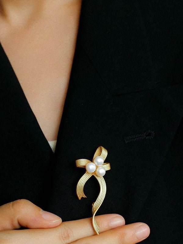 Bow Freshwater Pearl Brooches - floysun