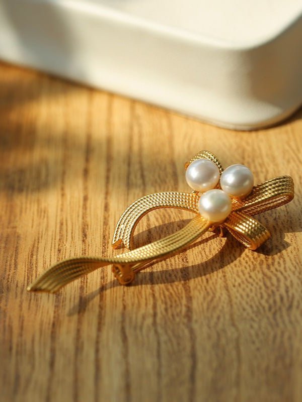 Bow Freshwater Pearl Brooches - floysun