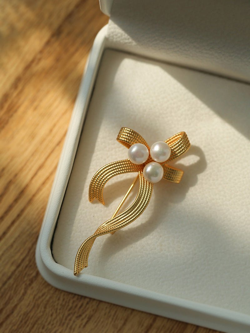 Bow Freshwater Pearl Brooches - floysun