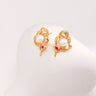 Bow Pearl Red Zirconia Earring - floysun