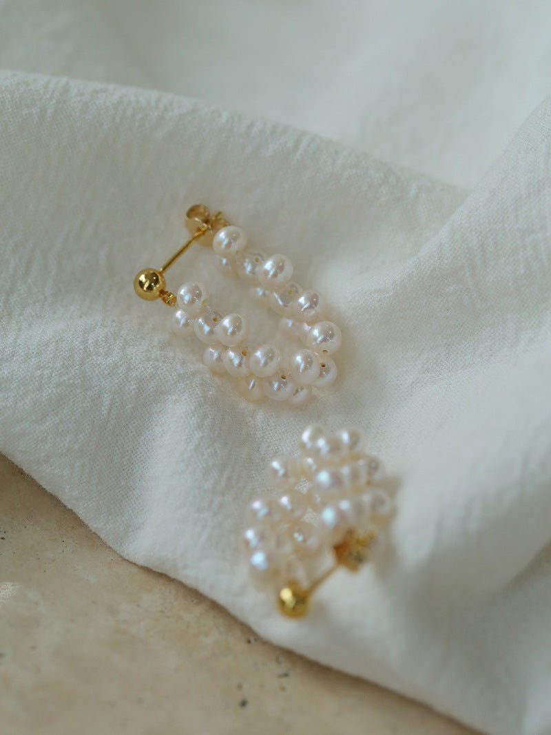 Braided Freshwater Pearl Earrings - floysun